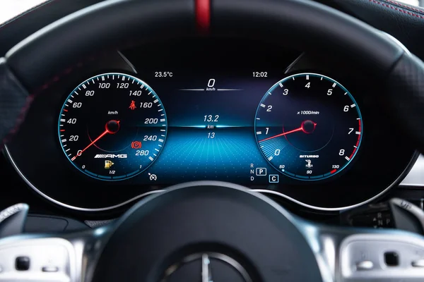 Novosibirsk Russia April 2020 Mercedes Benz Glc Class Speedometer Odometer — Stock Photo, Image