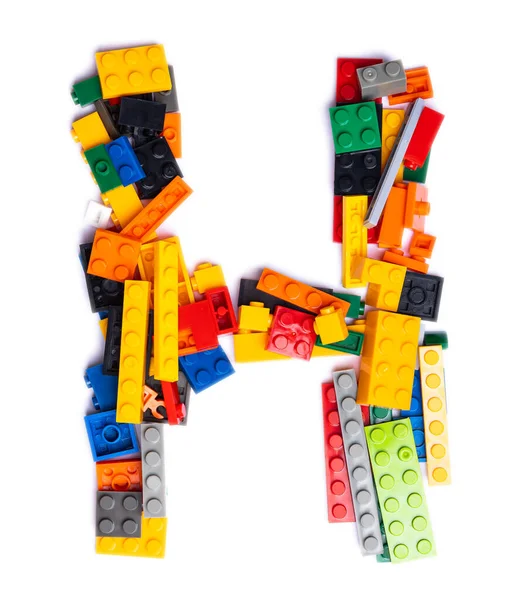 Letter English Alphabet Multi Colored Children Plastic Constructor White Isolated — Stock Photo, Image