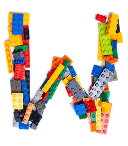 Letter English Alphabet Multi Colored Children Plastic Constructor White Isolated — Stock Photo, Image