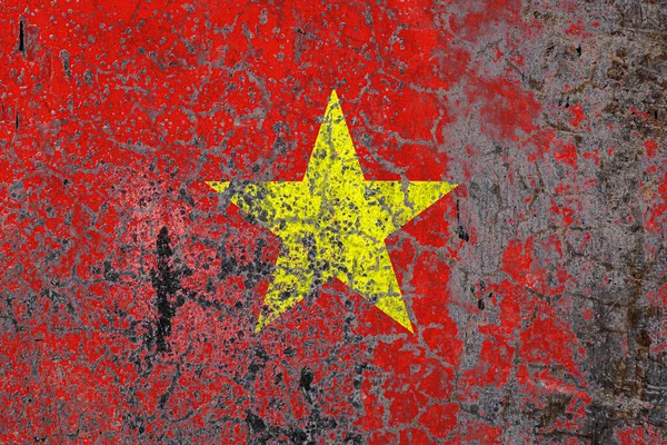 Bendera Nasional Vietnam Pada Lama Mengupas Dinding Background Konsep Kebanggaan — Stok Foto