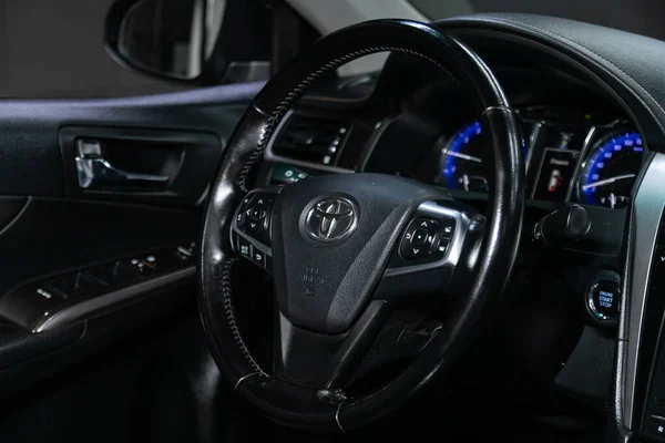 Novosibirsk Russia March 2020 Toyota Camry Close Car Inner Steering — 스톡 사진