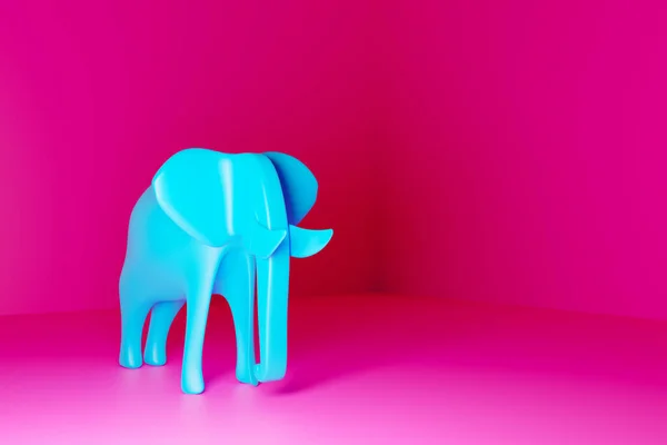 Elefante Liso Azul Tamaño Completo Sobre Fondo Aislado Rosa Modelo —  Fotos de Stock