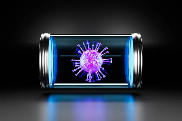 Representación Pérdida Del Virus Covid 2019 Forma Microbio Rosado Matraz — Foto de Stock