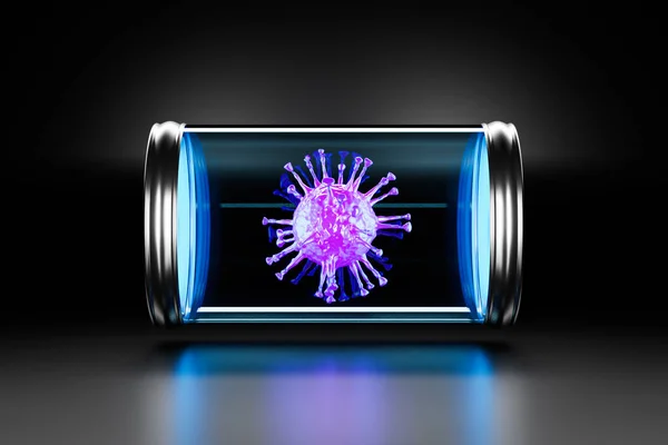 Representación Pérdida Del Virus Covid 2019 Forma Microbio Rosado Matraz —  Fotos de Stock