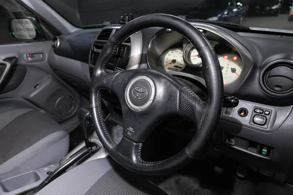 Novosibirsk Russia March 2020 Toyota Rav Close Dashboard Player Steering — Stock Photo, Image