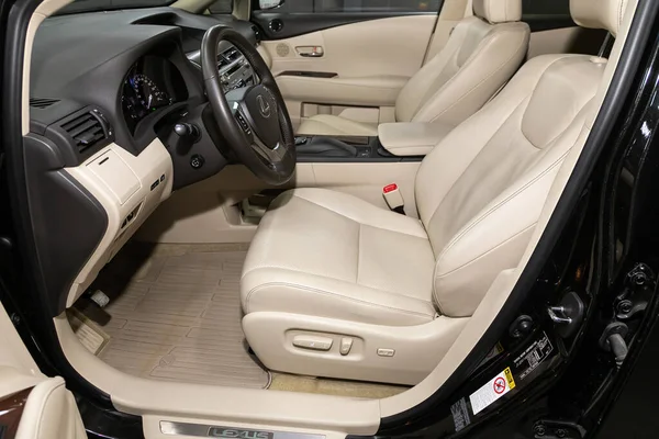 stock image Novosibirsk/ Russia  April 22 2020:  Lexus RX350 ,close-up of the dashboard, player, steering wheel, accelerator handle, buttons, seats. Inside car 