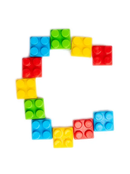 Letra Del Alfabeto Inglés Constructor Plástico Infantil Multicolor Sobre Fondo —  Fotos de Stock