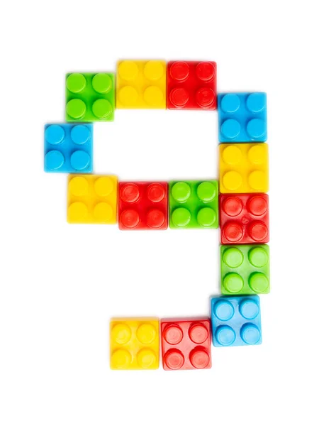 Números Arábigos Constructor Plástico Infantil Multicolor Sobre Fondo Blanco Aislado —  Fotos de Stock