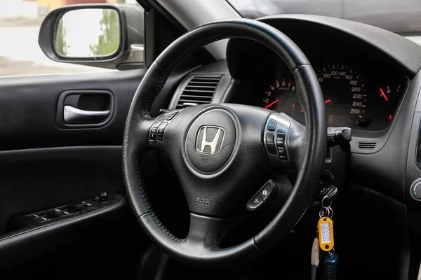 Novosibirsk Rusia Mayo 2020 Honda Accord Interior Automático Volante Con — Foto de Stock
