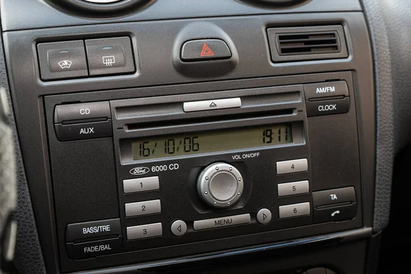 Novosibirsk Russia May 2020 Ford Fiesta Close Black Panel Radio — Stock Photo, Image