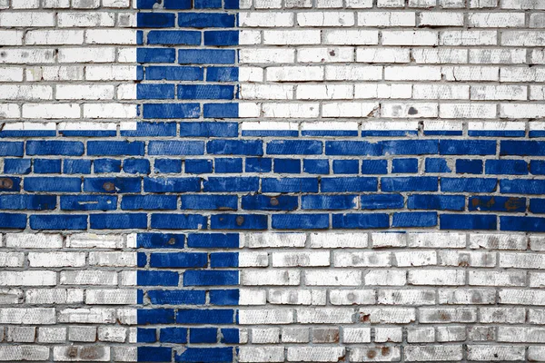 National Flag Finland Depicting Paint Colors Old Brick Wall Flag — Stock Photo, Image