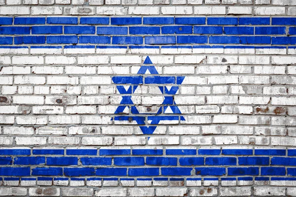 Государственный Флаг Израиля Изображающий Цвета Краски Старой Кирпичной Стене Флаг — стоковое фото