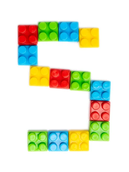 Letter English Alphabet Multi Colored Children Plastic Constructor White Isolated — Stock Photo, Image