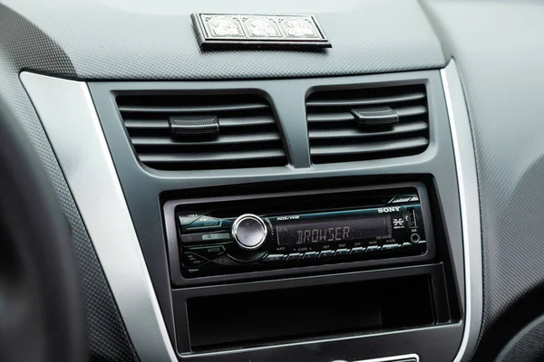 Novosibirsk Russia May 2020 Hyundai Solaris Car Control Panel Audio — Stock Photo, Image