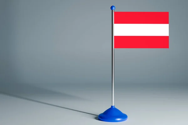 Rendering Realistic National Flag Austria Steel Pole Gray Isolated Background — Stock Photo, Image