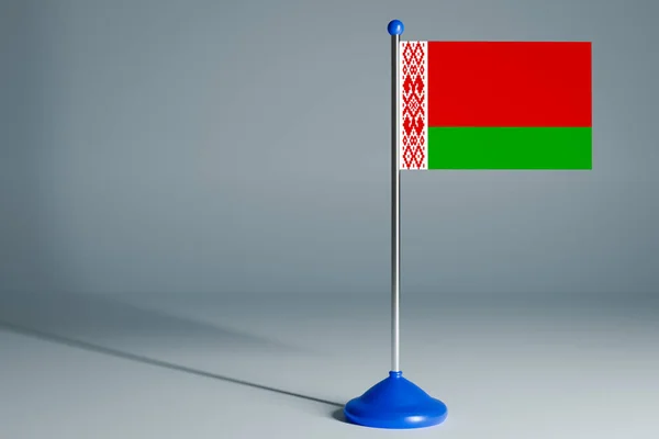 Representación Realista Bandera Nacional Bielorrusia Poste Acero Sobre Fondo Gris —  Fotos de Stock