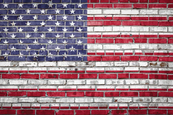 National Flag Usa Depicting Paint Colors Old Brick Wall Flag — Stock Photo, Image