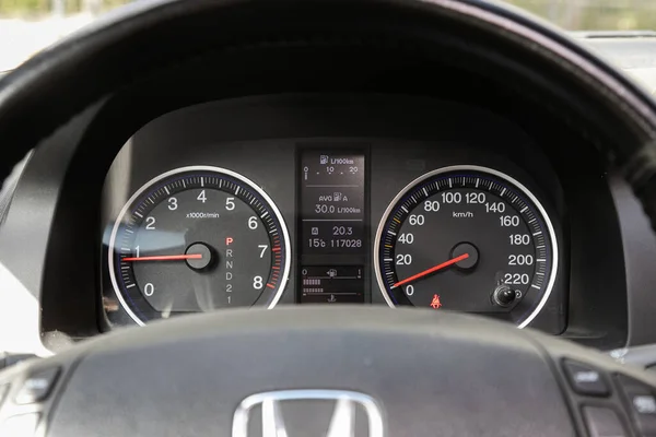 Novosibirsk Russia May 2020 Honda Car Panel Digital Bright Speedometer — Stock Photo, Image