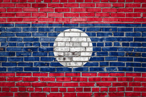 Nationalflagge Von Laos Die Lackfarben Auf Einer Alten Ziegelwand Abgebildet — Stockfoto