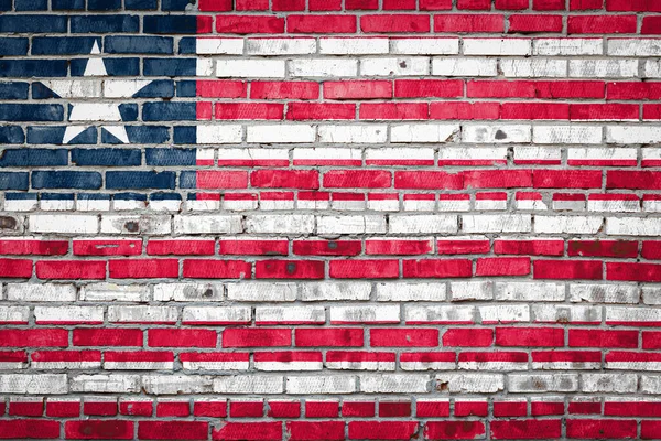 Nationale Vlag Van Liberia Afgebeeld Verfkleuren Een Oude Bakstenen Muur — Stockfoto