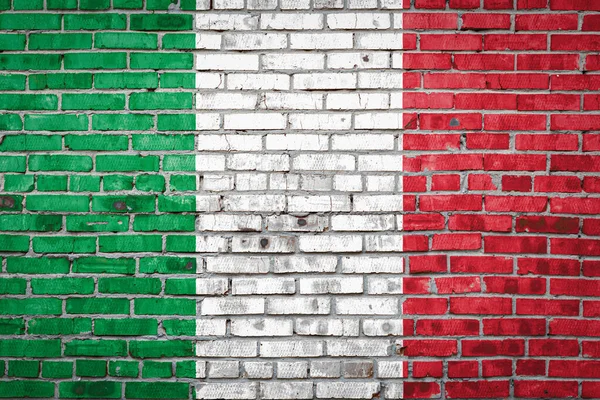 Bandiera Nazionale Italia Raffigurante Colori Vernice Vecchio Muro Mattoni Bandiera — Foto Stock