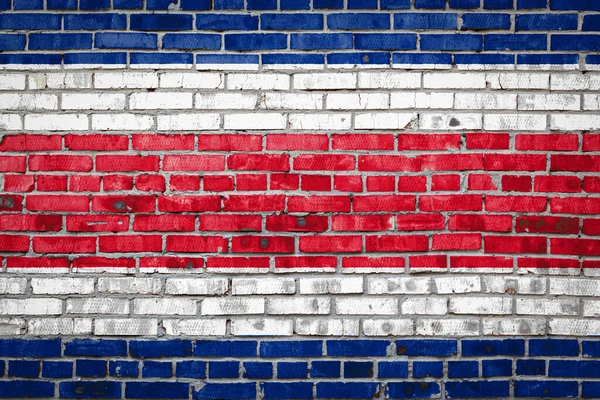 Nationalflagge Von Costa Rica Die Lackfarben Auf Einer Alten Ziegelwand — Stockfoto