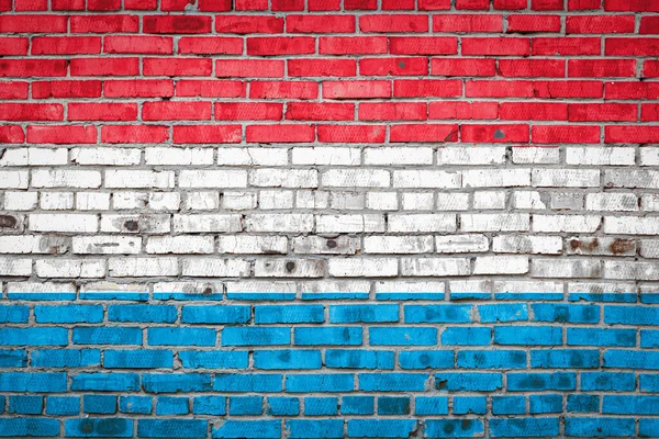 Nationalflagge Luxemburgs Die Lackfarben Auf Einer Alten Ziegelwand Abgebildet Ist — Stockfoto