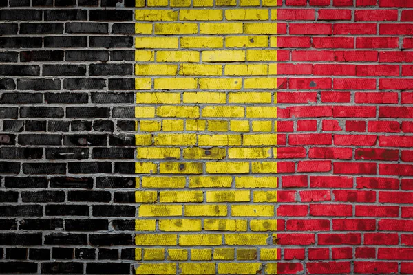 Bandeira Nacional Bélgica Retratando Cores Tinta Uma Parede Tijolo Velho — Fotografia de Stock