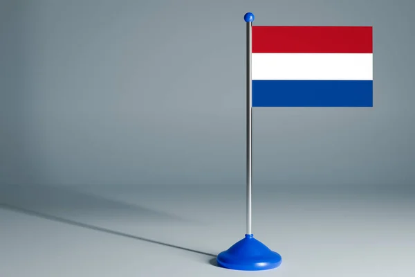 Rendering Realistic National Flag Netherlands Steel Pole Gray Isolated Background — Stock Photo, Image