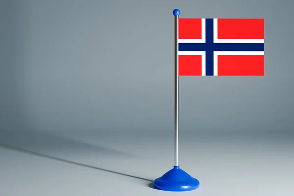 Representación Bandera Nacional Realista Noruega Poste Acero Sobre Fondo Aislado — Foto de Stock