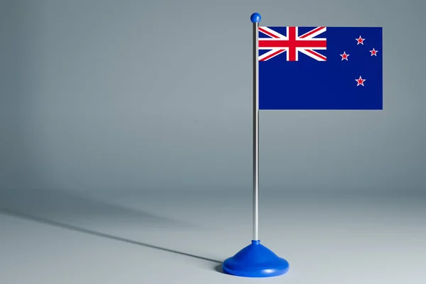 Representación Bandera Nacional Realista Nueva Zelanda Poste Acero Sobre Fondo —  Fotos de Stock