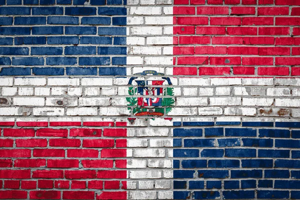 Bandera Nacional Dominicana Que Representa Colores Pintura Una Vieja Pared — Foto de Stock