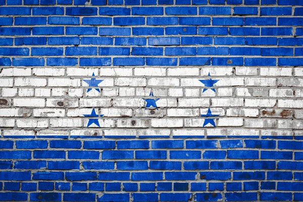 Flaga Narodowa Hondurasu Przedstawiająca Kolorach Farby Starej Ceglanej Ścianie Flaga — Zdjęcie stockowe