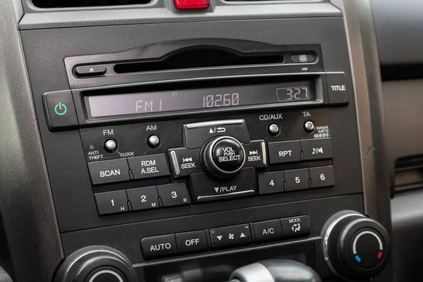 Novosibirsk Russia May 2020 Honda Close Black Panel Radio Player — Stock Photo, Image