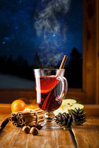 Hot mulled wine on a table Stock Image