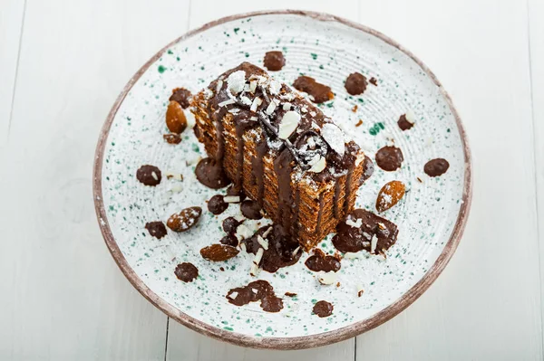 Felie de ciocolată delicioasă Tort Spartak — Fotografie, imagine de stoc