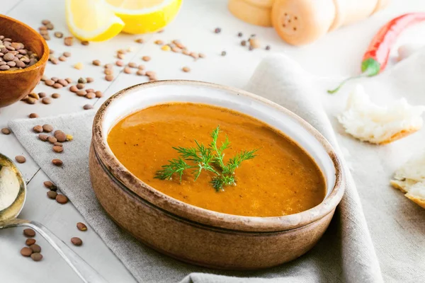Bowl de supă de linte — Fotografie, imagine de stoc