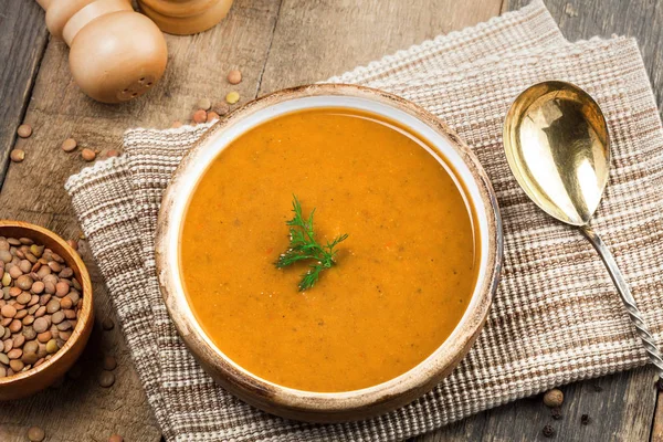 Cuenco de sopa de lentejas — Foto de Stock