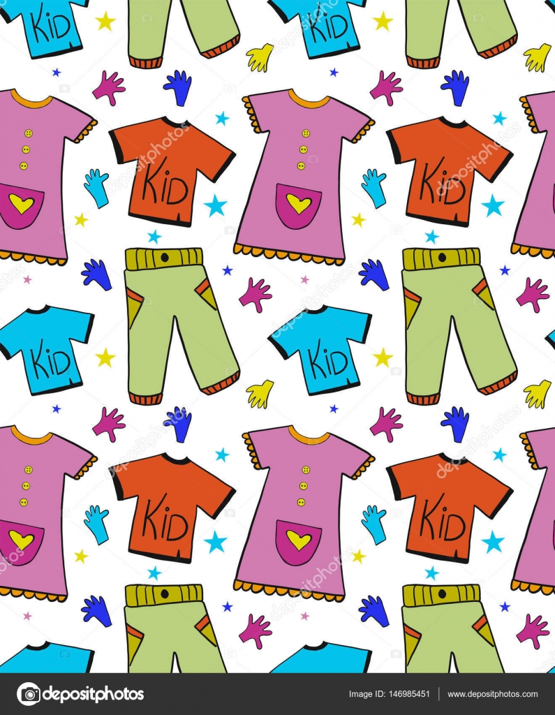 Seamless pattern with kid's clothes. Cute background for children's ...