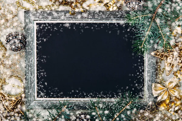 Christmas krita ombord med silver ram — Stockfoto