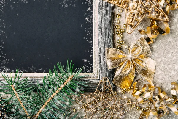 Kerst krijt bord met zilver frame — Stockfoto