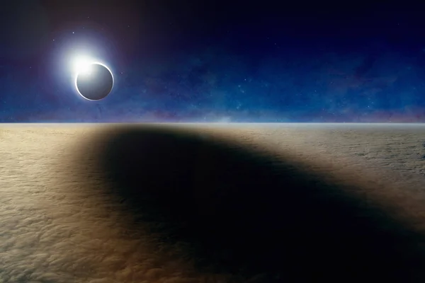 Aerial view of total solar eclipse — Stock Photo, Image