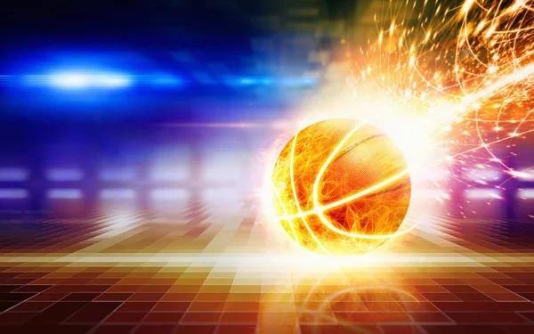 抽象的なスポーツ バック グラウンド - バスケット ボールを燃焼 — ストック写真