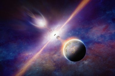 Black hole pulls planets and stars clipart