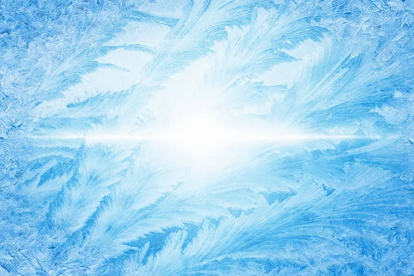 Winter seasonal background - frozen icy window — Stock Photo, Image