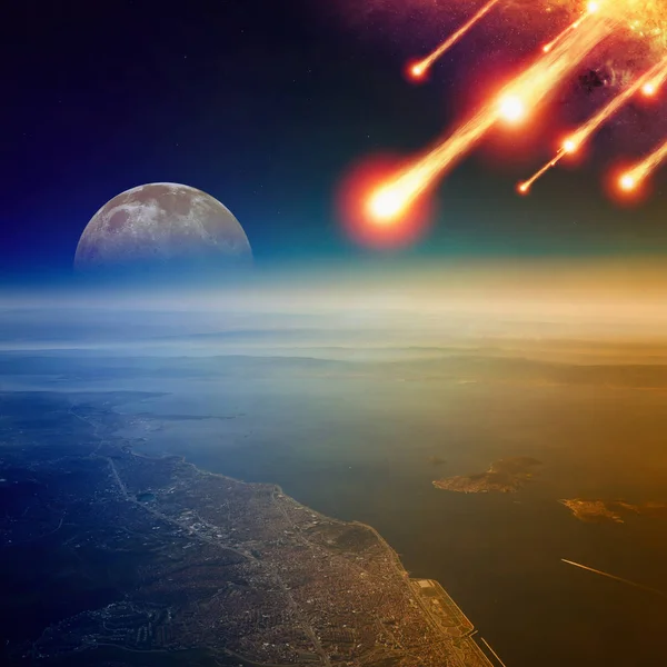 Asteroïde effect, einde van de wereld, dag des oordeels — Stockfoto