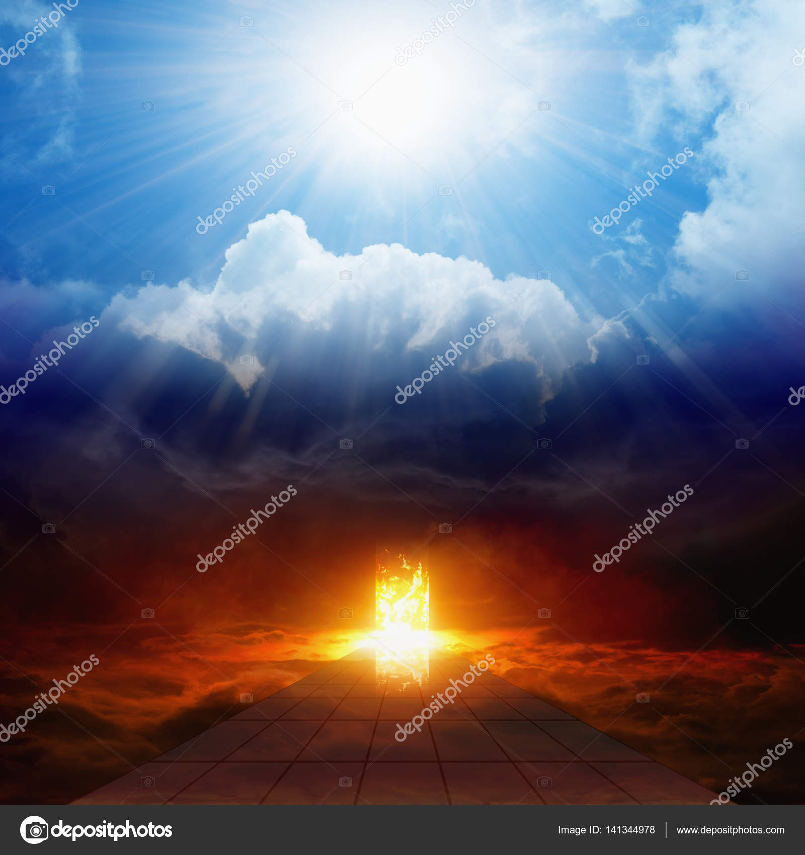 Bright Light From Heaven Road To Hell Heaven And Hell Stock Photo C I G0rzh
