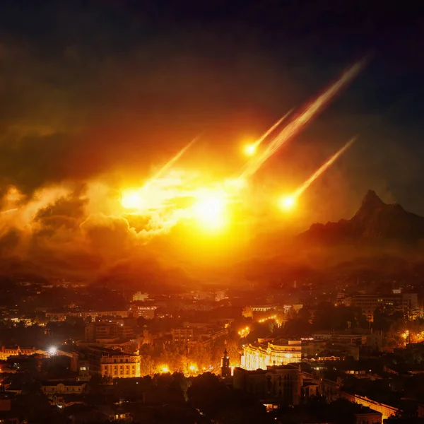 审判的日子，结束了世界，小行星的影响 — 图库照片