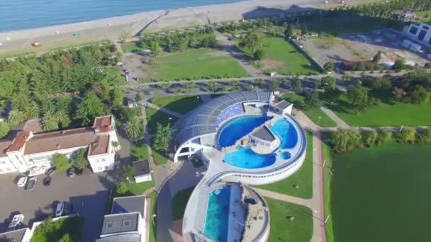 Vedere aeriană a delfinariului din Batumi — Videoclip de stoc