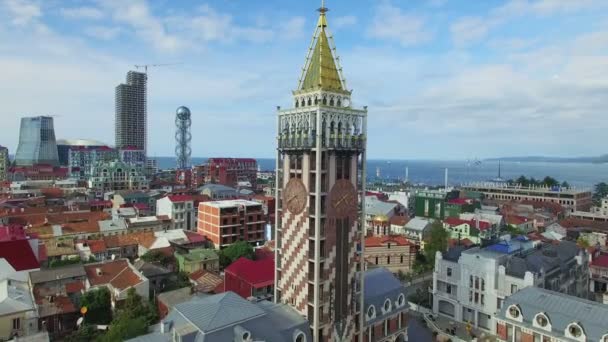 Батуми столица с башней на площади Пьяцца — стоковое видео